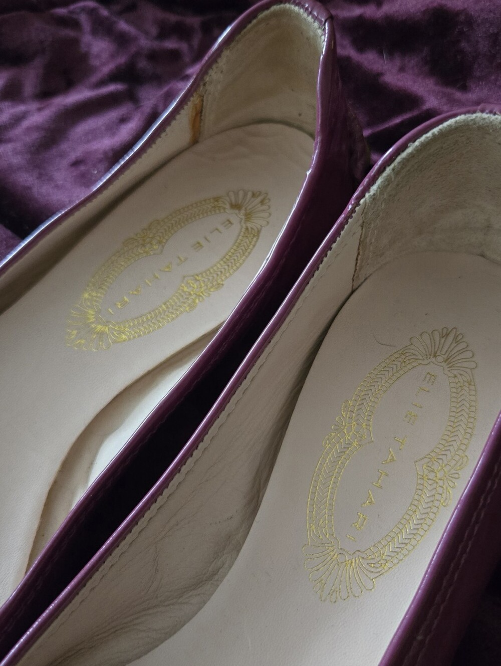 Elie Tahari Purple Patent Leather Driving Moccasin Loafer Ballet Flats 7.5 - Picture 3 of 6
